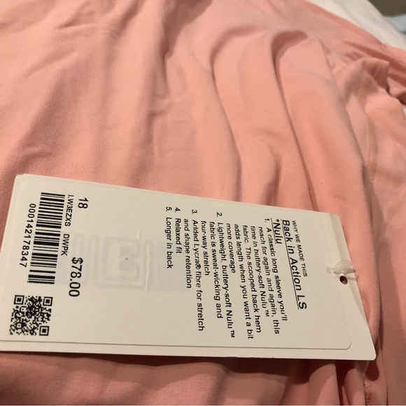 Lululemon NWT SZ 18 Pink long sleeve shirt - Picture 3 of 4